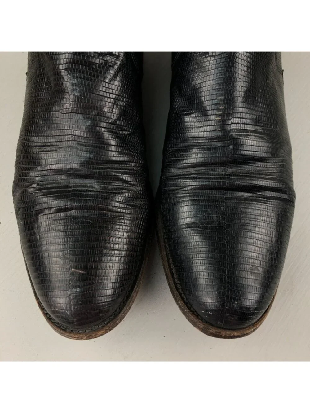 Justin Men's Size 8B Black Leather Vintage Iguana Western Cowboy Boots USA FAIR